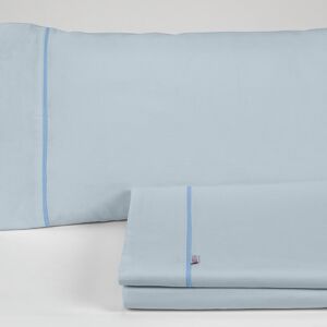 Parure de draps unis bleu clair - Lit 135/140 (3 pièces) - 50% coton / 50% polyester - 144 fils. Poids : 115