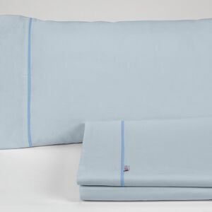 Parure de draps unis bleu clair - Lit 105 (3 pièces) - 50% coton / 50% polyester - 144 fils. Poids : 115