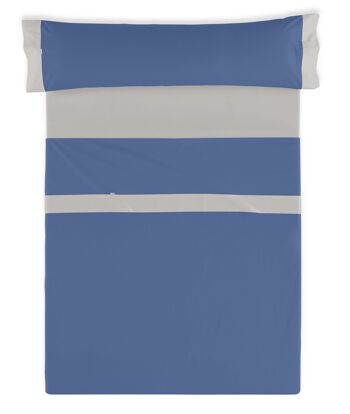 Parure de draps unis bleu plomb - Lit 135/140 (3 pièces) - 50% coton / 50% polyester - 144 fils. Poids : 115 2