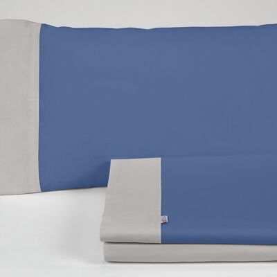 Parure de draps unis bleu plomb - Lit 180 (4 pièces) - 50% coton / 50% polyester - 144 fils. Poids : 115