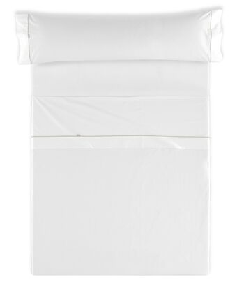Parure de draps unis blanc - Lit 105 (3 pièces) - 50% coton / 50% polyester - 144 fils. Poids : 115 2