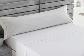 Parure de draps unis blanc - Lit 135/140 (3 pièces) - 50% coton / 50% polyester - 144 fils. Poids : 115 3