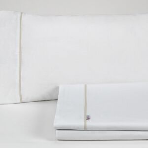 Parure de draps unis blanc - Lit 90 (3 pièces) - 50% coton / 50% polyester - 144 fils. Poids : 115