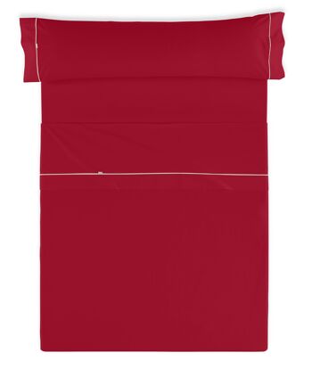 Parure de draps uni bordeaux - Lit 105 (3 pièces) - 50% coton / 50% polyester - 144 fils. Poids : 115 2