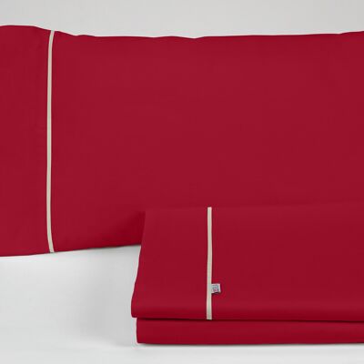 Juego de sábanas liso color burdeos - Cama de 180 (4 piezas) -50% algodón / 50% poliéster - 144 hilos. Gramage: 115