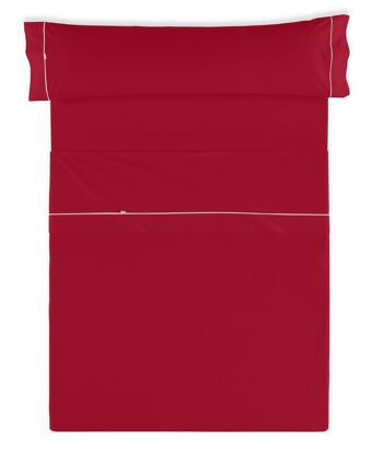 Parure de draps uni bordeaux - Lit 90 (3 pièces) - 50% coton / 50% polyester - 144 fils. Poids : 115 2