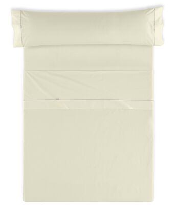 Parure de draps uni crème - Lit 105 (3 pièces) - 50% coton / 50% polyester - 144 fils. Poids : 115 2