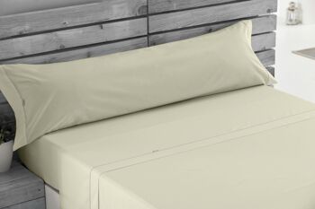 Parure de draps uni crème - Lit 150 (4 pièces) - 50% coton / 50% polyester - 144 fils. Poids : 115 3