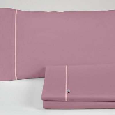 Parure de draps unis couleur quartz - Lit 135/140 (3 pièces) - 50% coton / 50% polyester - 144 fils. Poids : 115