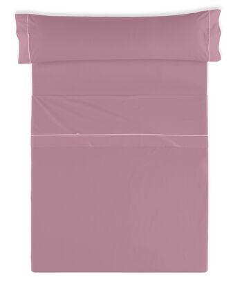 Parure de draps unis couleur quartz - Lit 135/140 (3 pièces) - 50% coton / 50% polyester - 144 fils. Poids : 115 2