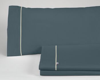 Parure de draps uni gris - Lit 105 (3 pièces) - 50% coton / 50% polyester - 144 fils. Poids : 115 1