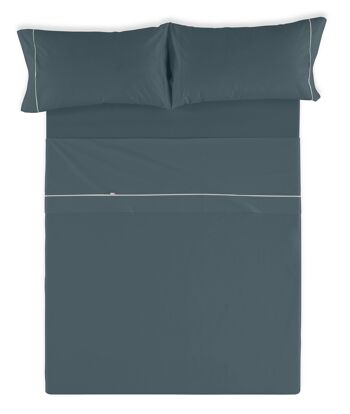 Parure de draps uni gris - Lit 150 (4 pièces) - 50% coton / 50% polyester - 144 fils. Poids : 115 2