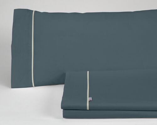 Juego de sábanas liso color gris - Cama de 135/140 (3 piezas) -50% algodón / 50% poliéster - 144 hilos. Gramage: 115
