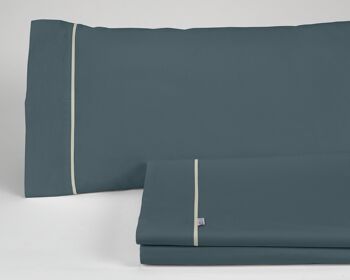Parure de draps uni gris - Lit 90 (3 pièces) - 50% coton / 50% polyester - 144 fils. Poids : 115 1