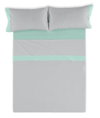 Parure de draps uni perle-aqua - Lit 160 (4 pièces) - 50% coton / 50% polyester - 144 fils. Poids : 115 2