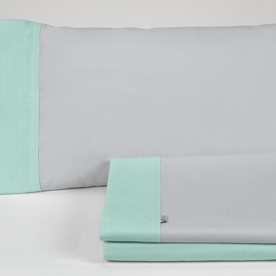 Juego de sábanas liso color perla-aqua - Cama de 180 (4 piezas) - 50% algodón / 50% poliéster - 144 hilos. Gramage: 115