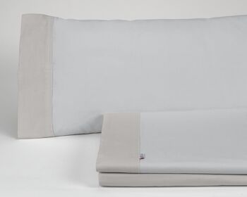 Parure de draps unis en plomb nacré - Lit 180 (4 pièces) - 50% coton / 50% polyester - 144 fils. Poids : 115 1