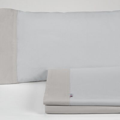 Parure de draps unis en plomb nacré - Lit 90 (3 pièces) - 50% coton / 50% polyester - 144 fils. Poids : 115