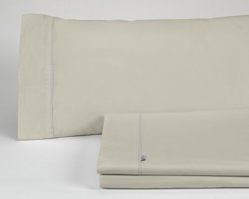 Juego de sábanas liso color piedra - Cama de 105 (3 piezas) -50% algodón / 50% poliéster - 144 hilos. Gramage: 115