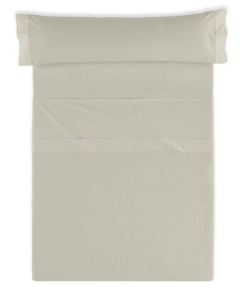 Parure de draps uni couleur pierre - Lit 105 (3 pièces) - 50% coton / 50% polyester - 144 fils. Poids : 115 2