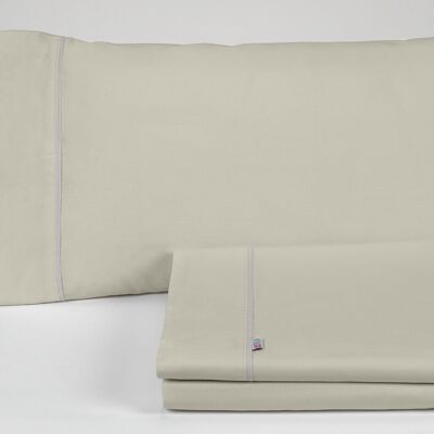 Einfarbiges steinfarbenes Bettlaken-Set – 135/140 Bett (3 Stück) – 50 % Baumwolle / 50 % Polyester – 144 Fäden. Gewicht: 115