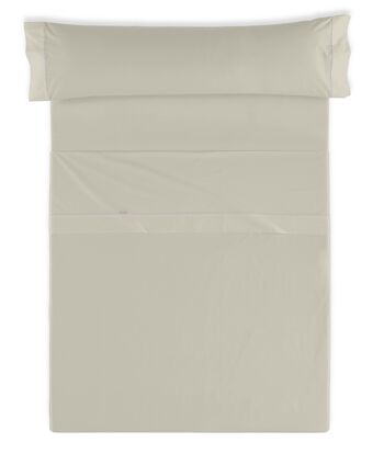 Parure de draps uni couleur pierre - Lit 135/140 (3 pièces) - 50% coton / 50% polyester - 144 fils. Poids : 115 2