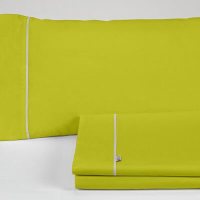 Einfarbiges Pistazien-Bettlaken-Set – 160 cm (4 Stück) – 50 % Baumwolle / 50 % Polyester – 144 Fäden. Gewicht: 115