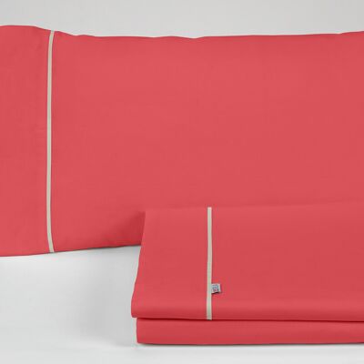 Juego de sábanas liso color rojo - Cama de 105 (3 piezas) - 50% algodón / 50% poliéster - 144 hilos. Gramage: 115