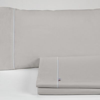 Parure de draps en plomb uni - Lit 135/140 (3 pièces) - 50% coton / 50% polyester - 144 fils. Poids : 115