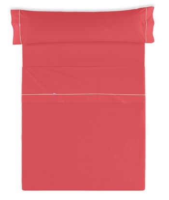 Parure de draps uni rouge - Lit 135/140 (3 pièces) - 50% coton / 50% polyester - 144 fils. Poids : 115 2