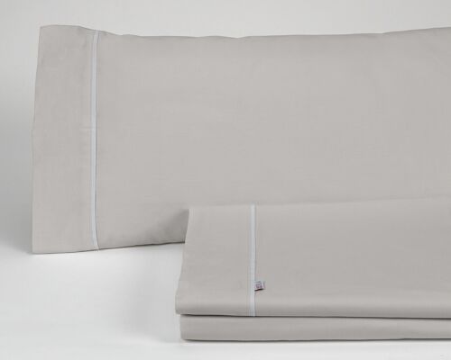 Juego de sábanas liso color plomo - Cama de 200 (4 piezas) -50% algodón / 50% poliéster - 144 hilos. Gramage: 115