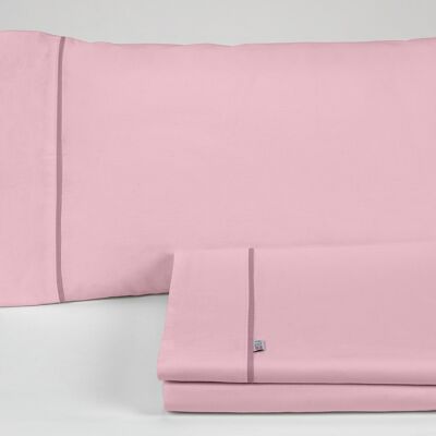 Juego de sábanas liso color rosa - Cama de 105 (3 piezas) -50% algodón / 50% poliéster - 144 hilos. Gramage: 115