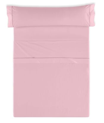 Parure de draps uni rose - Lit 105 (3 pièces) - 50% coton / 50% polyester - 144 fils. Poids : 115 2