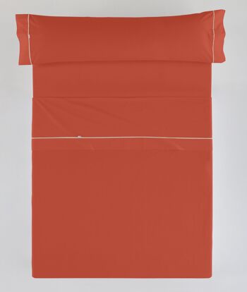 Parure de draps couleur terre unie - Lit 105 (3 pièces) - 50% coton / 50% polyester - 144 fils. Poids : 115 1