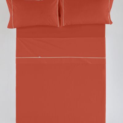 Juego de sábanas liso color tierra - Cama de 200 (4 piezas) -50% algodón / 50% poliéster - 144 hilos. Gramage: 115