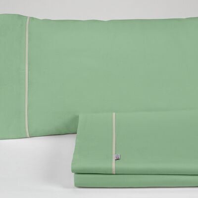 Basilikumgrünes Uni-Bettlaken-Set.  105 cm breites Bett. 3 Stück