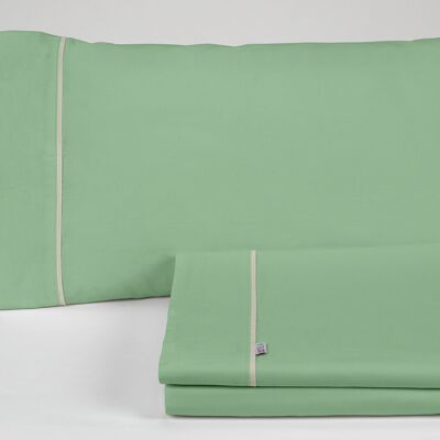 Ensemble de draps unis vert basilic.  Lit de 105 cm. 3 pièces