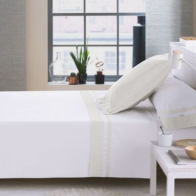 Marbella white-bone sheet set - 105 bed (3 pieces) - 100% cotton - 200 threads. Weight: 125