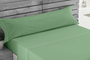 Ensemble de draps unis vert basilic.  Lit de 90cm. 3 pièces 2