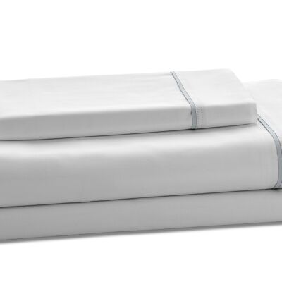 Completo lenzuola in raso bianco perla - letto 135/140 (3 pezzi) - 100% cotone - 300 fili. Peso: 118