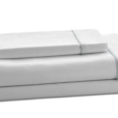 Completo lenzuola in raso bianco perla - 200 letto (4 pezzi) - 100% cotone - 300 fili. Peso: 118