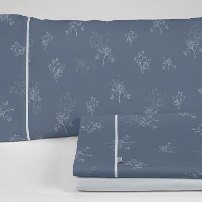 Ensemble de draps bleu Vairy. Lit 135/140. 3 pièces