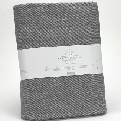 Graue Lares-Decke aus recycelter Baumwolle