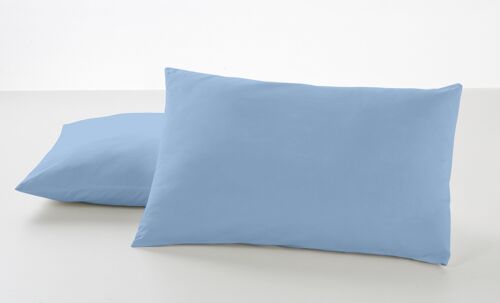 Pack de dos fundas de almohada color azul celeste - 50x80 cm - 50% algodón / 50% poliéster - 144 hilos - Cierre en tapa y solapa. Gramage: 115