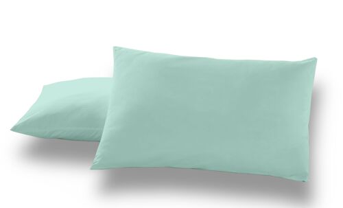 Pack de dos fundas de almohada color aqua - 50x80 cm - 50% algodón / 50% poliéster - 144 hilos - Cierre en tapa y solapa. Gramage: 115