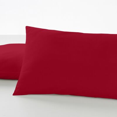 Pack de dos fundas de almohada color burdeos - 50x80 cm - 50% algodón / 50% poliéster - 144 hilos - Cierre en tapa y solapa. Gramage: 115