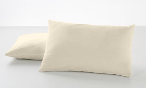 Pack de dos fundas de almohada color crema - 50x80 cm - 50% algodón / 50% poliéster - 144 hilos - Cierre en tapa y solapa. Gramage: 115