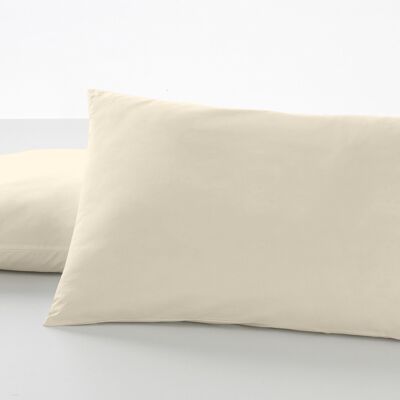 Pack de dos fundas de almohada color crema - 50x80 cm - 50% algodón / 50% poliéster - 144 hilos - Cierre en tapa y solapa. Gramage: 115