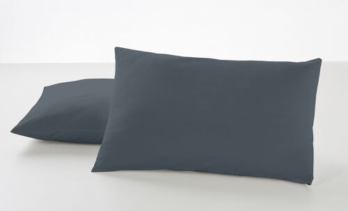 Pack de dos fundas de almohada color gris - 50x80 cm - 50% algodón / 50% poliéster - 144 hilos - Cierre en tapa y solapa. Gramage: 115