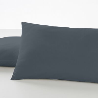 Pack de dos fundas de almohada color gris - 50x80 cm - 50% algodón / 50% poliéster - 144 hilos - Cierre en tapa y solapa. Gramage: 115